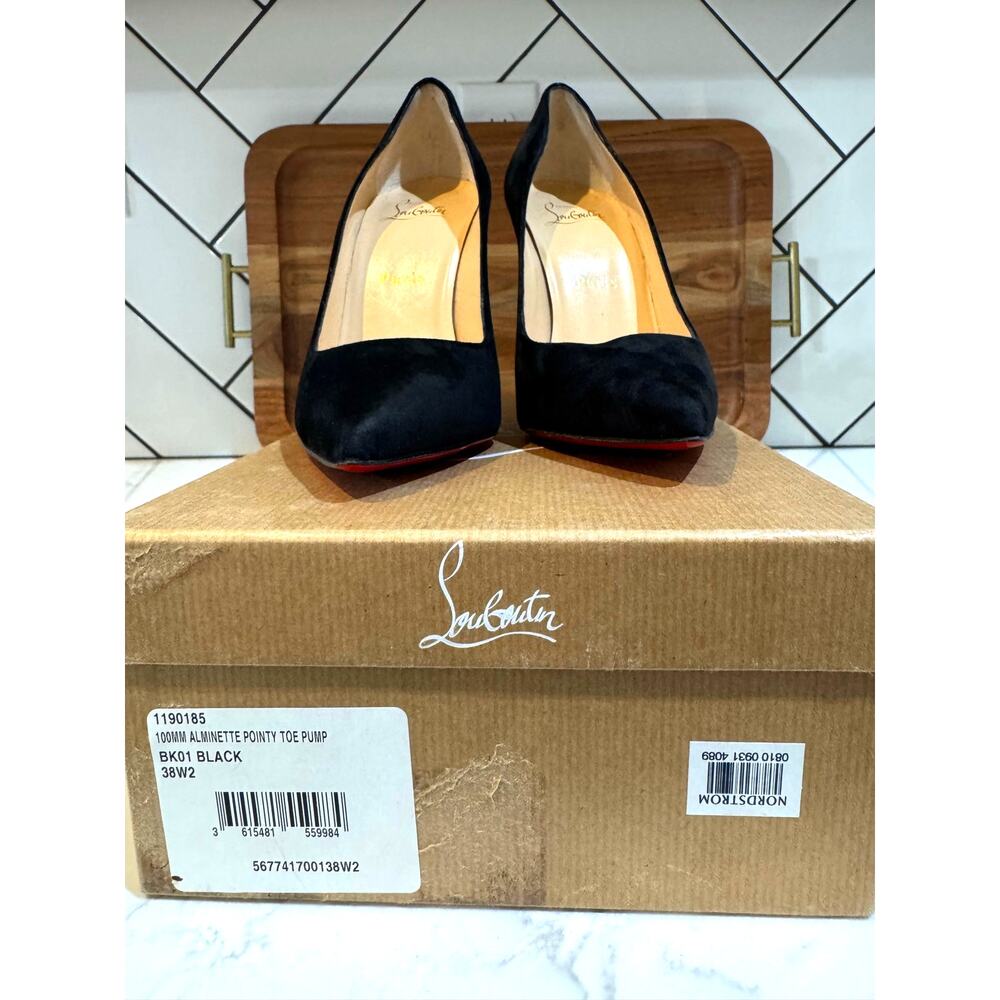 Christian Louboutin Alminette black suede 100MM pointed-toe pump size 38W2 - Picture 3 of 15